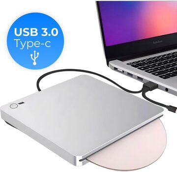 PuroTech PuroTech® Lecteur DVD/CD externe - USB 3.0 & USB C - Graveur - Lecteur optique - Plug & Play - Lecteur DVD/CD portable - Windows, MacOS & Linux