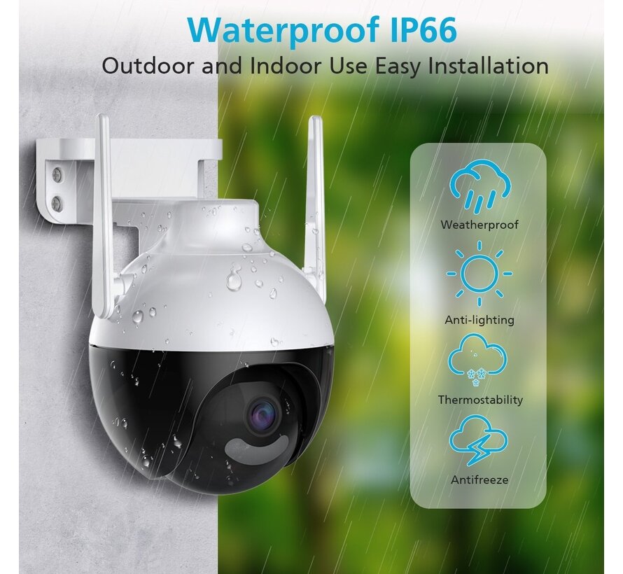 Caméra dôme de sécurité PuroTech - Wifi Smart Waterproof IP66 - 4MP Extra Sharp Image - 360° Rotating and Tilting - Night vision - Wireless Internet - With Recorder