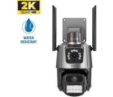 PuroTech PuroTech Security Camera ULTRA - Wifi Smart Waterproof IP66 - Rotation et inclinaison - Pour l'intérieur et l'extérieur - Ultra HD 2K - Caméra IP dôme - Vision nocturne - Internet sans fil - Avec enregistreur