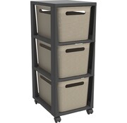 Rotho Rotho Tower Brisen - commode design 3 x 16 L avec roulettes - Cappuccino