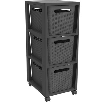 Rotho Rotho Tower Brisen - Meuble à tiroirs 3 x 16L avec roulettes - Anthracite