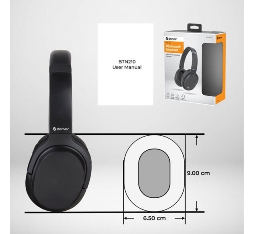 Casque Bluetooth Denver - Réduction active du bruit - Sans fil - Appel mains libres - BTN210