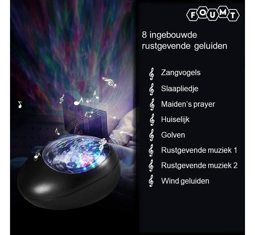 Foumt LuckyStone Star Projector - Projecteur Galaxy - Veilleuse - Boîte à musique bluetooth - Noir