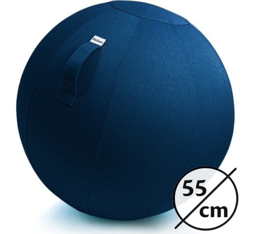 Backerz® Sitting Ball Office and Home 55 CM - Luxury Yoga Ball - Sitting Ball with Sleeve - Ergonomic Office Chair Ball - Linen Dark Blue