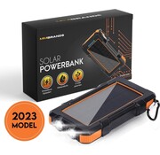 MM Brands Batterie Externe MM Brands Solar Powerbank - Chargeur Solaire 20000 mah - USBC/Micro USB - Lampe de Poche - Charge avec/sans fil - Orange