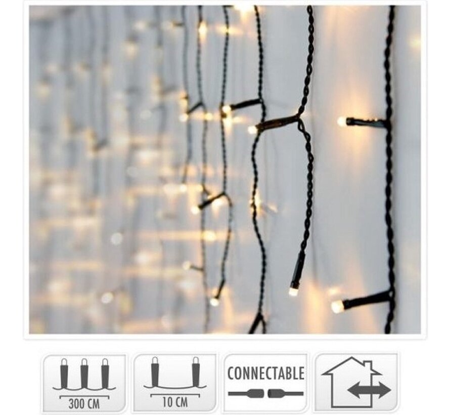 Icicle connectable - 160 LED - 3m - blanc chaud intérieur/extérieur