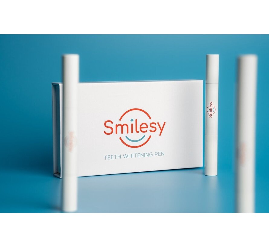 Smilesy Whitening Pen - Set 3 Pieces - Stylo de blanchiment des dents - Blanchisseur de dents - Sans peroxyde - Set de blanchiment des dents - Blanchiment des dents - Dents blanches - 100% Vegan