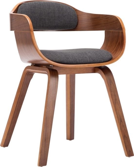 Chaise de salle à manger- vidaXL - tissu et bois courbé - Gris foncé