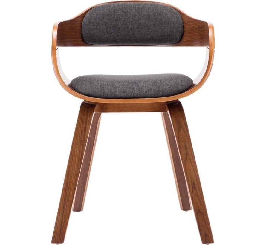 vidaXL Chaise de salle à manger-tissu et bois courbé-gris foncé