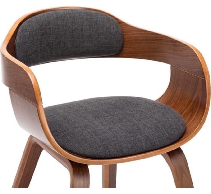vidaXL Chaise de salle à manger-tissu et bois courbé-gris foncé