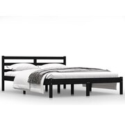 vidaXL vidaXL-Cadre de lit-massif-pin-bois-noir-140x190-cm