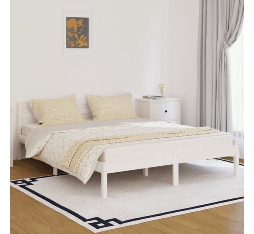 vidaXL-Cadre de lit-massif-pin-bois-blanc-160x200-cm