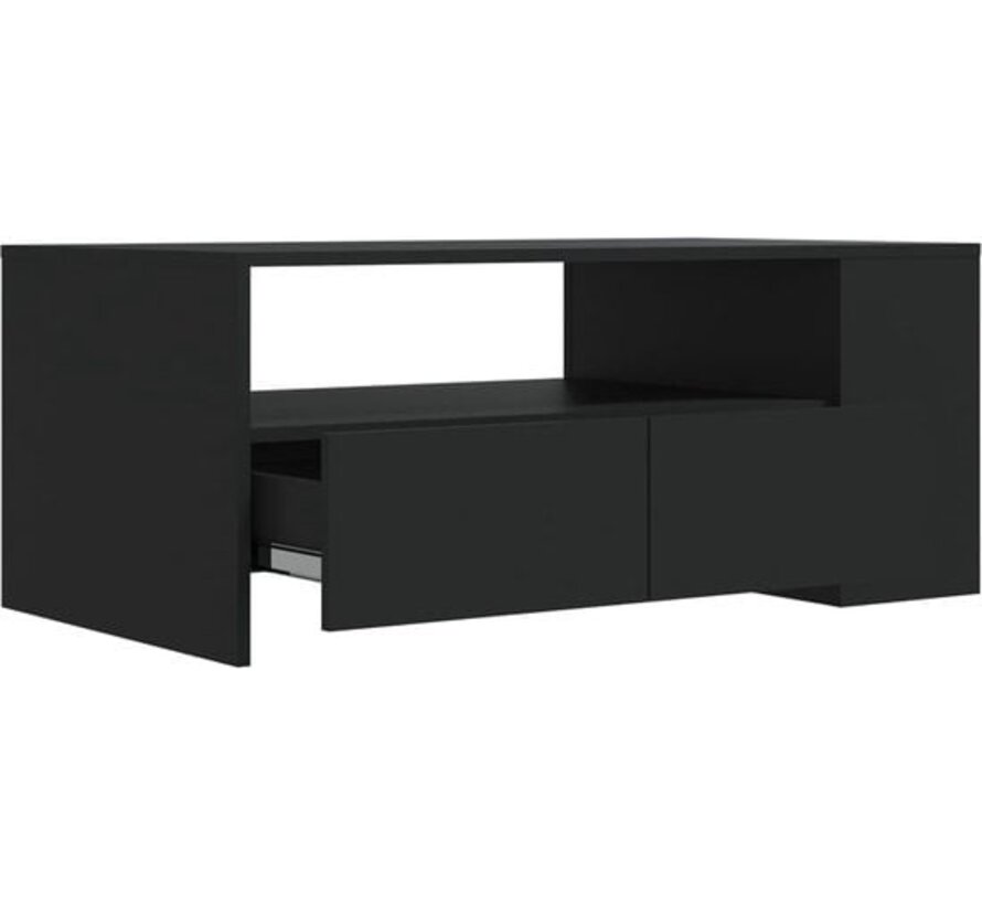 vidaXL Table basse-102x50x45-cm-bois usiné-noir