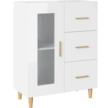 vidaXL vidaXL Buffet-69.5x34x90-cm-bois usiné-haut-brillant-blanc