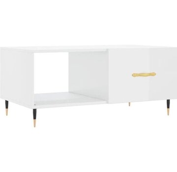 vidaXL vidaXL Table basse-90x50x40-cm-bois usiné-haut brillant-blanc