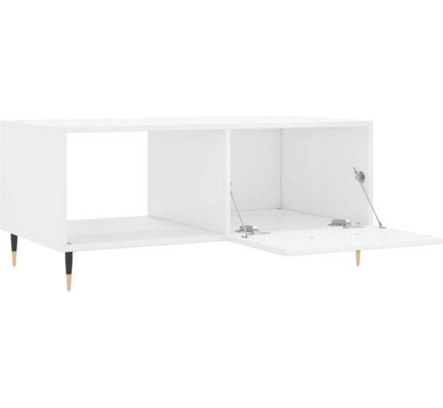 vidaXL Table basse-90x50x40-cm-bois usiné-haut brillant-blanc
