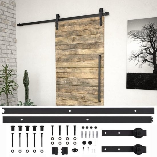 vidaXL Boîte avec pièces pour porte coulissante-SKIEN-200 cm-acier-noir