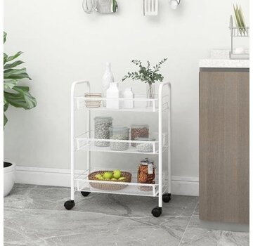 vidaXL vidaXL Chariot de cuisine à trois étages-46x26x54-cm-fer-blanc