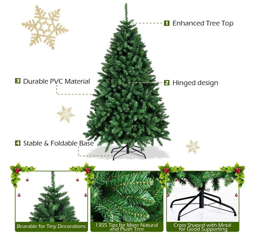 Coast Artificial Christmas Tree - Avec support métallique pliable - 1355 branches - 108x180 cm - Matière PVC