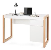 Coast Coast Modern Computer Desk - Avec meuble de rangement et tiroir - 112,5 x 50 x 75 cm - Blanc/Bois