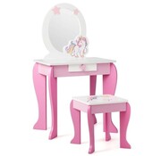 Coast Table de maquillage Coast avec miroir et tiroir - Tabouret inclus - 49,5 x 35,5 x 89 cm - Blanc+Rose