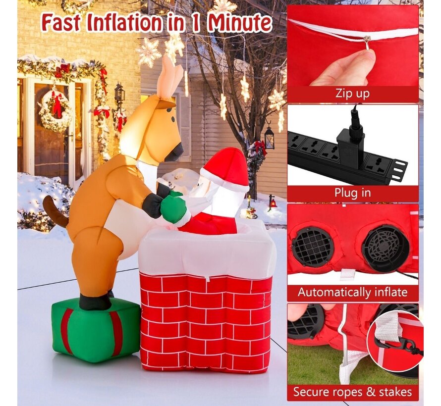 Coast Inflatable Santa + Reindeer - 155cm - Avec LED - Intérieur + extérieur