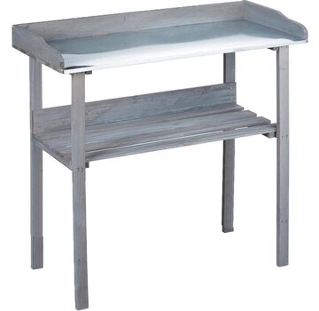 Kynast Kynast Table de rempotage en bois avec plan de travail galvanisé - Avec support de rangement - Anthracite - 78x38x86 cm