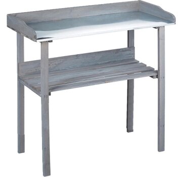 Kynast Table de rempotage en bois avec plan de travail galvanisé - Kynast - Avec support de rangement - Anthracite - 78x38x86 cm