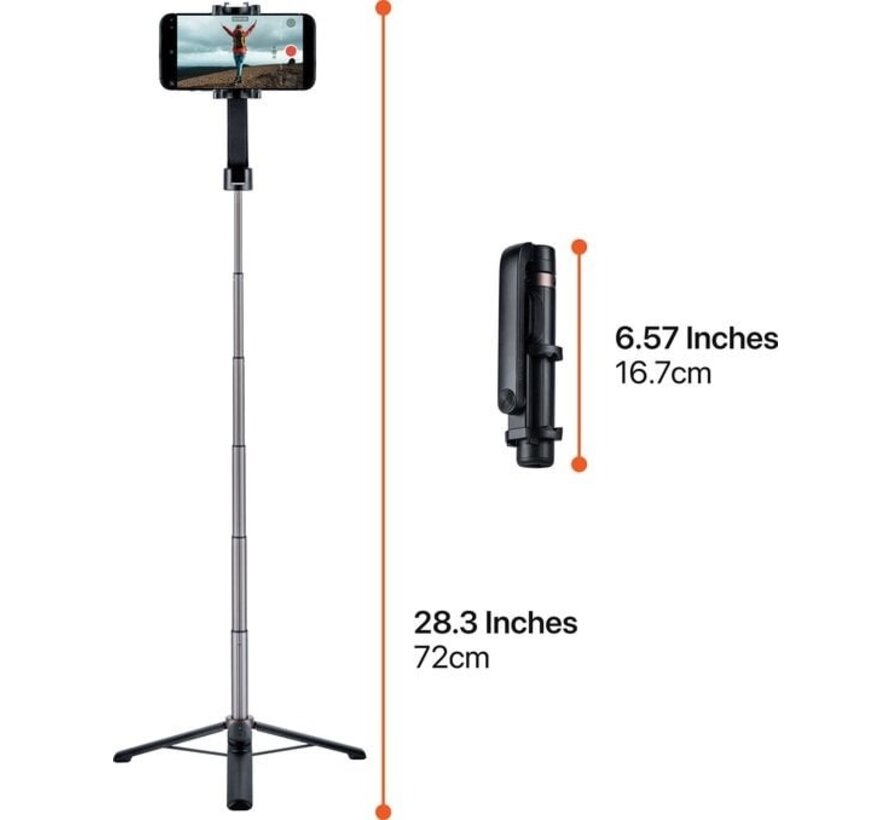 ShiftCam TravelPod Selfie Selfie stick and tripod - pivotant à 360° - 3 niveaux de hauteur - télécommande Bluetooth - noir