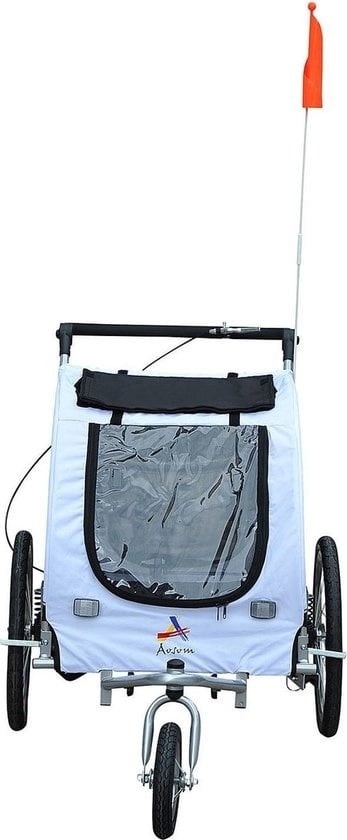 Remorque à vélo pour chiens Paws - 130 x 90 x 110 cm - Blanc/Noir