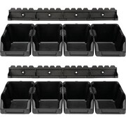 Perel Perel Bac empilable, 8 pièces, 2 supports muraux, empilable, plastique, 103 x 165 x 75 mm, noir