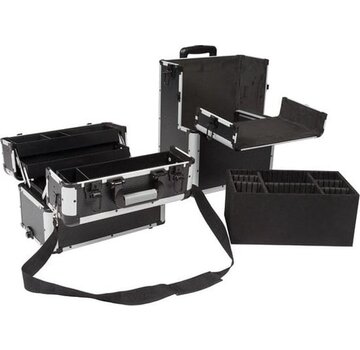 Perel Perel Valise à outils, chariot, poignée télescopique, serrure à clé, 2 clés, aluminium, noir, 370 x 225 x 670 mm