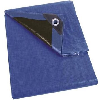 Perel Perel Tarpaulin, très solide, 26 anneaux, coins renforcés, rectangulaire, bleu/noir, 140 g/m², 5 x 8 m