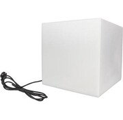 Perel Perel Cube lumineux pour le jardin, avec piquet de terre, utilisation intérieure et extérieure, 30 cm, 3 m de cordon d'alimentation, prise E27, IP65, blanc