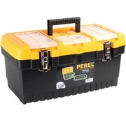 Perel Perel Mallette à outils, polypropylène, avec plateau amovible, 3 organiseurs dans le couvercle, poignée rabattable et fermetures métalliques, noir/jaune, 486 x 267 x 242 mm
