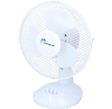 Lifetime Air Lifetime Air Ventilateur de table - Ø23cm - 2 Vitesses - Fonction inclinable - Fonction pivotante - Blanc