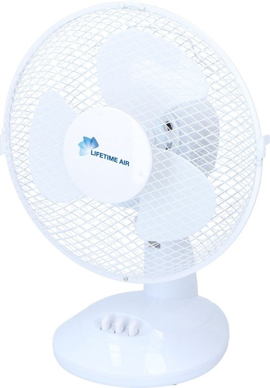 Lifetime Air Ventilateur de table - Ø23cm - 2 Vitesses - Fonction inclinable - Fonction pivotante - Blanc