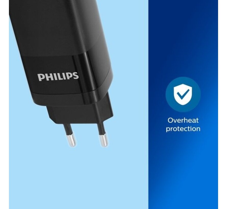 Philips Chargeur mural - DLP2681/12 - 1x USB-A - 2x USB-C - Charge rapide - 65 watts