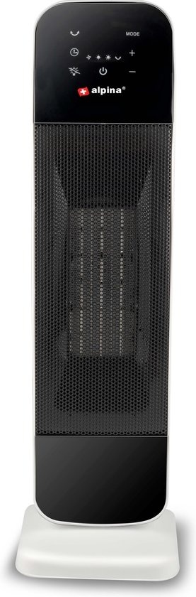 alpina Chauffage électrique - Chauffage par ventilateur céramique - également refroidissement - minuterie - télécommande - fonction pivotante - 2000W - Noir Blanc
