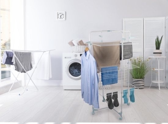 Alpina - Séchoir - Tour de séchage à 3 étages - Ligne de lavage de 30 m - Blanc