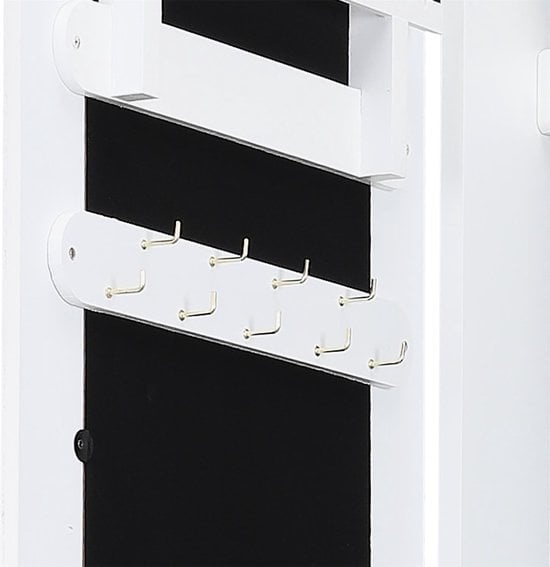 The Home Deco - Armoire à bijoux - Avec miroir - Blanc