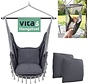 Vita5 XXL Hamac Chair | Nid suspendu intérieur/extérieur | 2 coussins et boîte à livres inclus | Adultes et enfants | Hamac Chair jusqu'à 200kg | Gris foncé