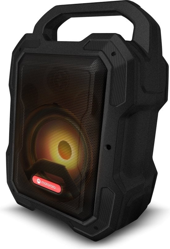 Haut-parleur Bluetooth Motorola Sound ROKR 800 - 20 heures d'autonomie - Radio FM - Éclairage LED coloré - Connexions DC, USB, AUX et MIC - Technologie True Wireless - Noir