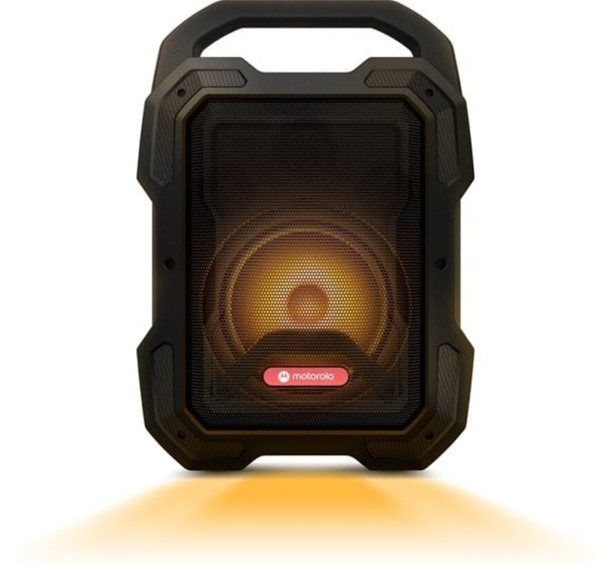 Haut-parleur Bluetooth Motorola Sound ROKR 800 - 20 heures d'autonomie - Radio FM - Éclairage LED coloré - Connexions DC, USB, AUX et MIC - Technologie True Wireless - Noir