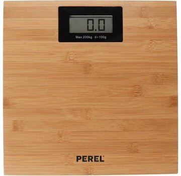 Perel Pèse-personne Perel, digital, max 200 kg, écran LCD, arrêt automatique, indicateur de batterie faible, indicateur de surcharge, bambou