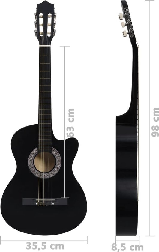 vidaXL-12-pièces-Guitar set-with-6-string-western-classical-38-noir