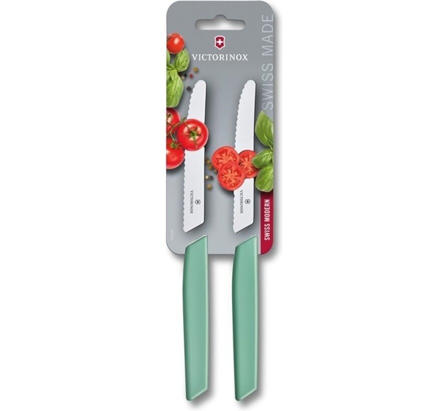 Victorinox Swiss Modern couteau à tomates et à saucisses - 2 pièces - Vert menthe