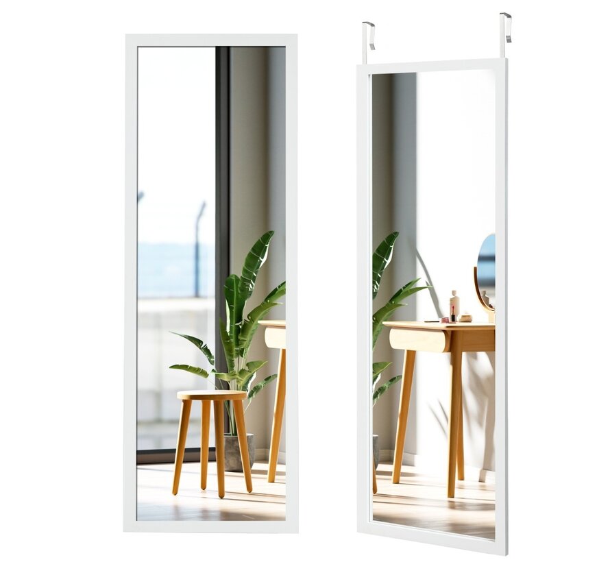 Coast Miroirs muraux Niveau du corps avec crochets de suspension réglés en hauteur 37 x 2 x 120 cm blanc