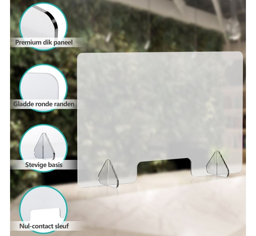 Grille de protection contre les éternuements Grille de séparation en plexiglas avec fenêtre de transaction facile d'accès Barrière de protection (90 x 60cm)