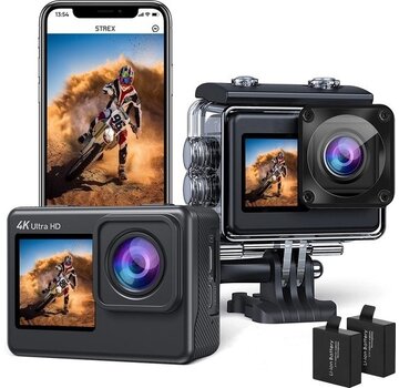 Strex Strex Action Camera 4K 24MP - 60FPS / 30M Waterproof / WiFi - Inclut 20 accessoires - Caméra d'action - Caméra sous-marine